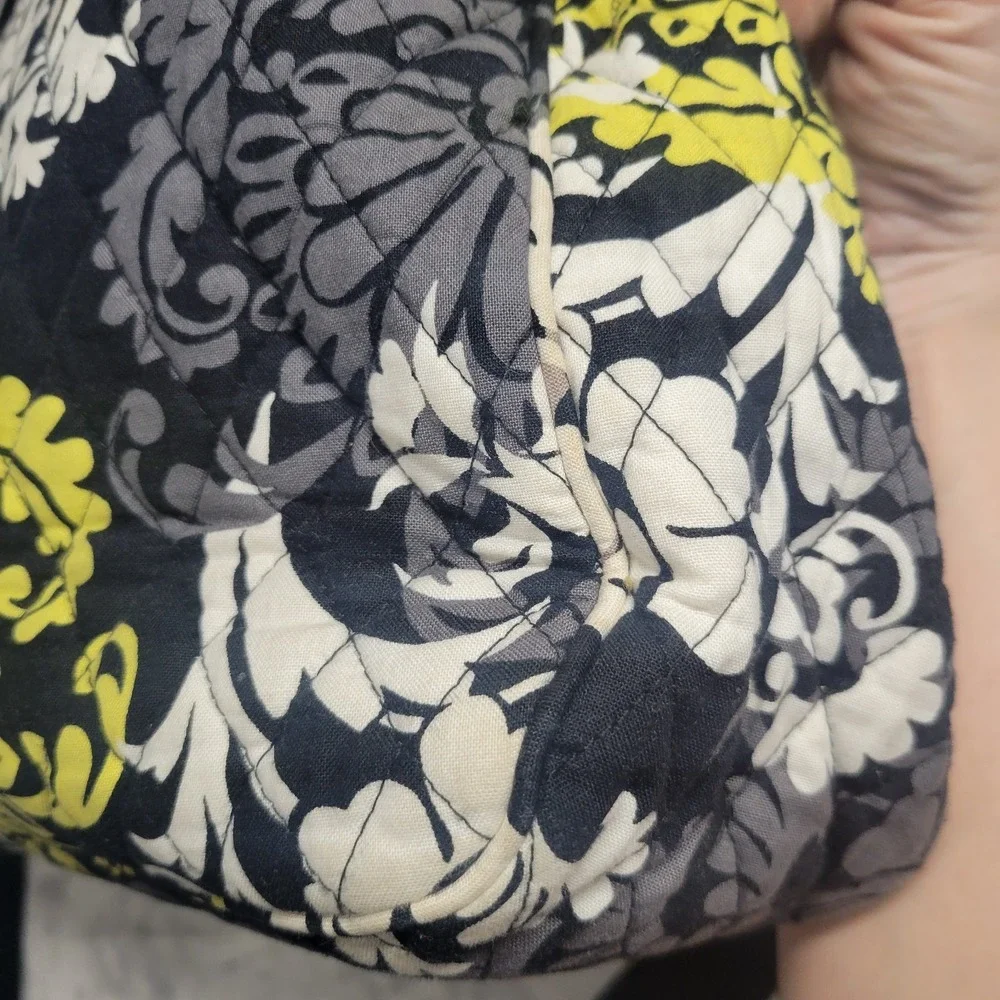 Vera Bradley Messenger Bag Provencal Quilted Cotton Floral Black Yellow Citron